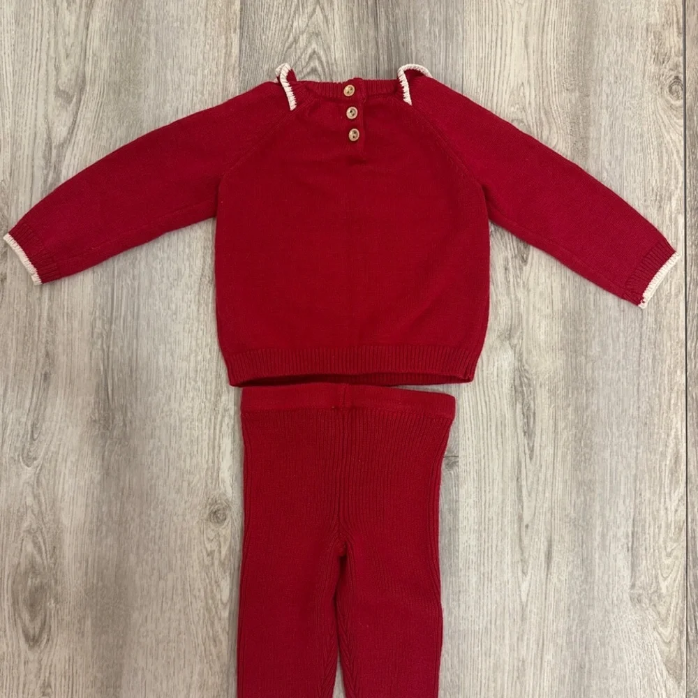 Tahari Baby Girls 12 Month Red Holiday Sweater Outfit
